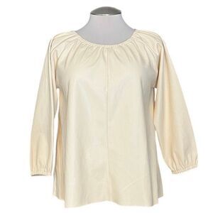 Dolce Cabo Cream Gathered Neck Long Sleeve Tunic